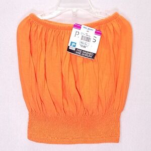 Deadstock Paris Orange Smocked‎ Tube Top Bandeau NWT Size M/L